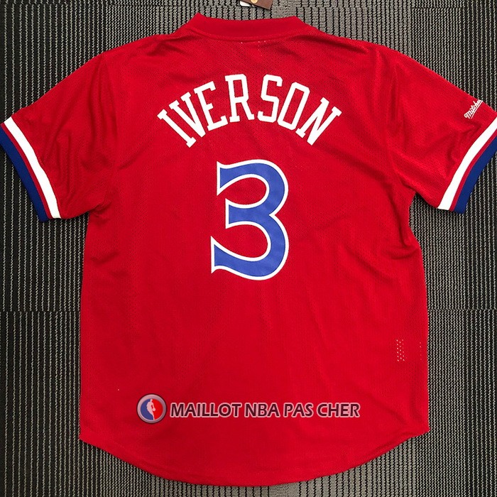 Maillot Manche Courte Philadelphia 76ers Allen Iverson NO 3 Rouge